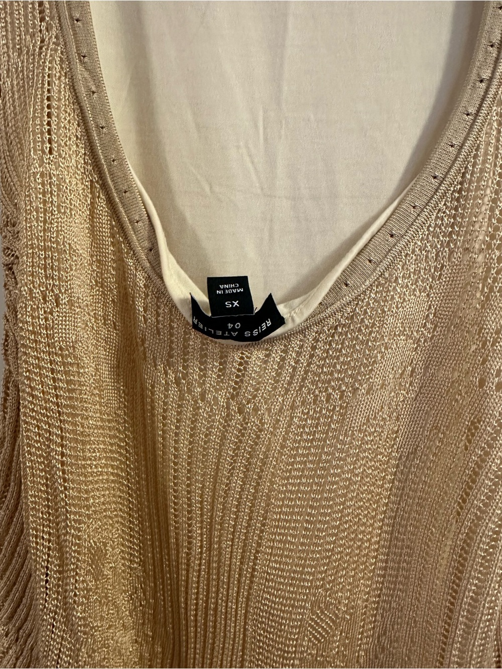 Reiss Atelier Lucia Lace Knit Rouched Long-Sleeve Maxi Dress in Gold NWOT - Picture 10 of 12